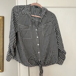 Jones New York checker print button up top size XL